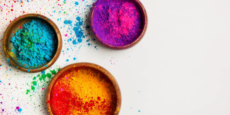 bowls with colorful paint
