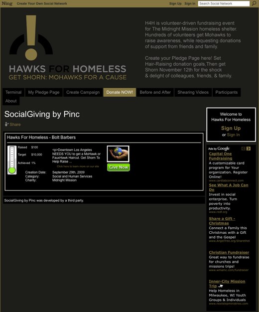 SocialGiving by Pinc - Hawks For Homeless